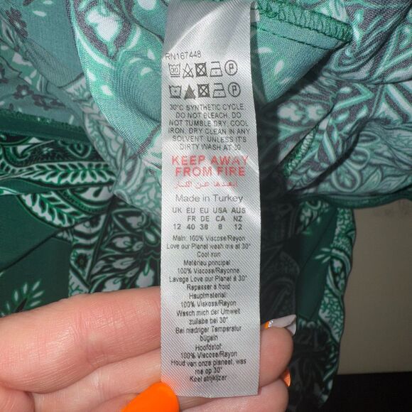 Karen Millen Petite Paisley Printed Morocain Woven Jumpsuit - Green 8 - Picture 11 of 12